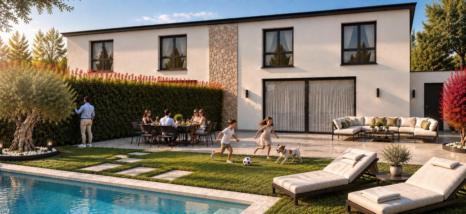 Moradia Horizonte Atlântico com jardim e piscina