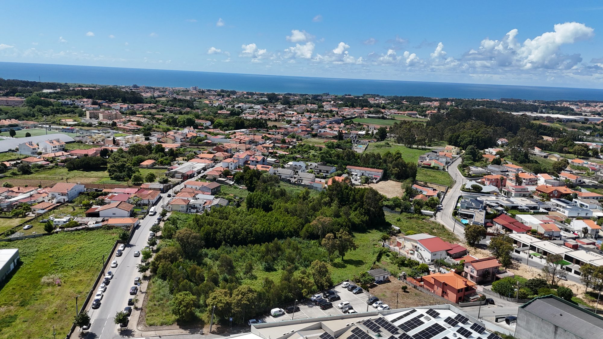 Aerial view of the site and the ocean